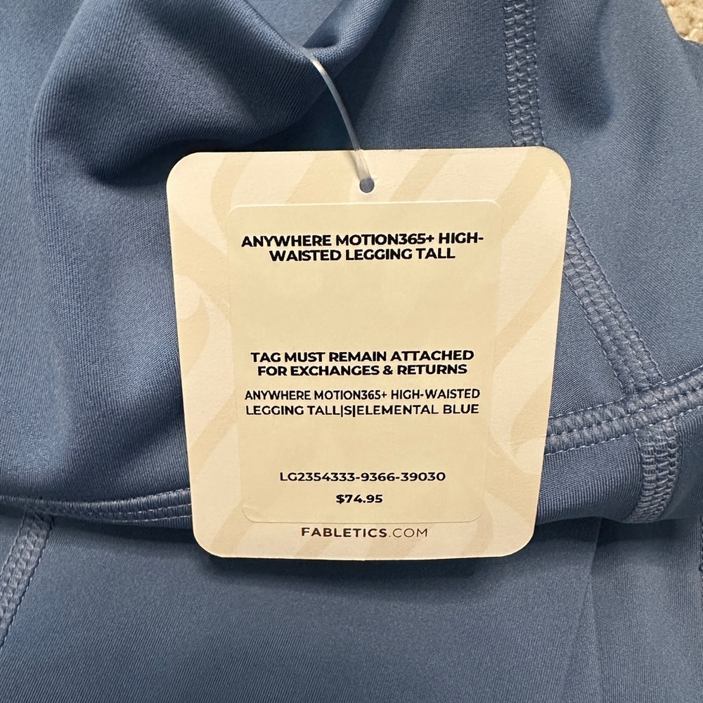 Women's Fabletics Blue High-Waisted Motion365+ Leggings - Picture 4 of 5